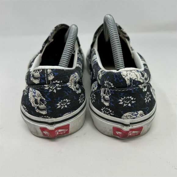 Vans Classic Slip-On Flash Black & Blue Skulls Unisex Shoes Size 11 Multicolor - Picture 10 of 14
